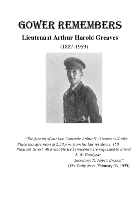 62 – Lieutenant Arthur Harold Greaves