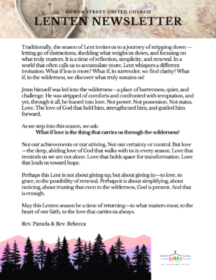 2025 Lenten Newsletter